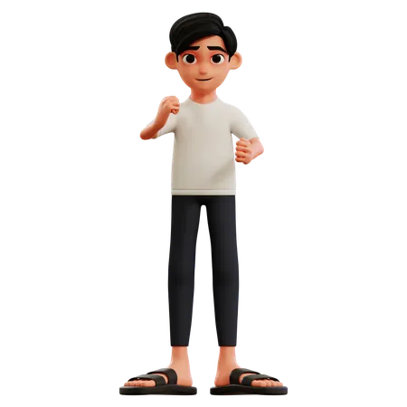 Young Man Giving Happy Pose  3D Illustration