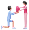 Young Man giving heart balloon to woman