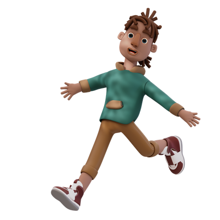 Young Man Giving Jumping Pose  3D Icon