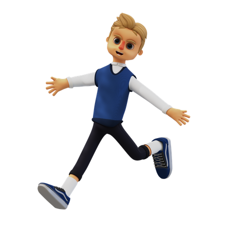 Young Man Giving Jumping Pose  3D Icon
