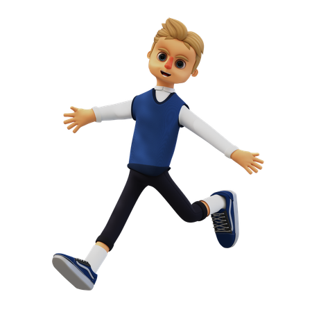 Young Man Giving Jumping Pose  3D Illustration