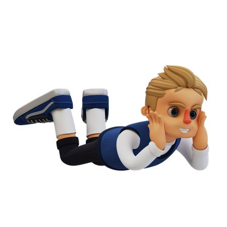 Young Man Giving Lying Pose  3D Illustration