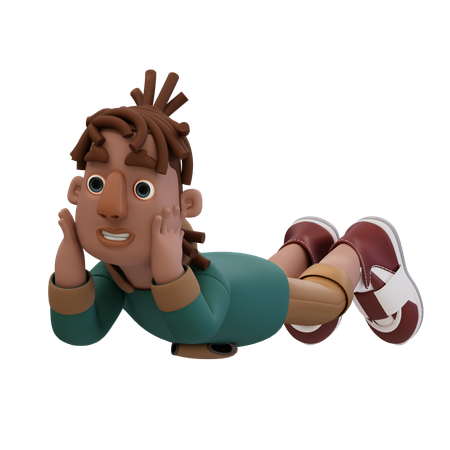 Young Man Giving Lying Pose  3D Illustration