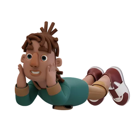 Young Man Giving Lying Pose  3D Illustration