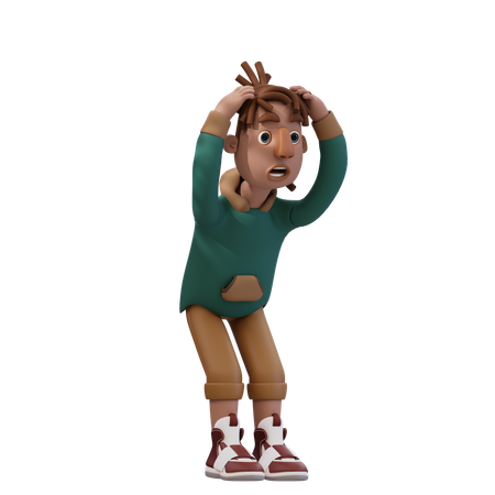 Young Man Giving Shocked Pose  3D Illustration