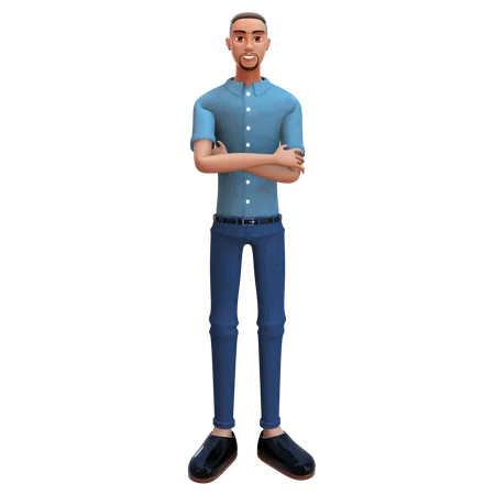 Young man giving standing pose  3D Illustration