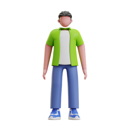 Young man giving standing pose  3D Illustration