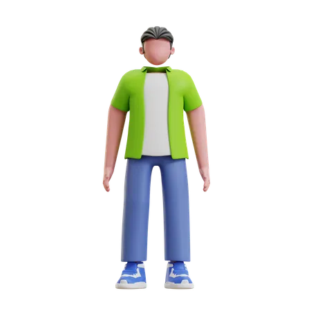 Young man giving standing pose  3D Illustration