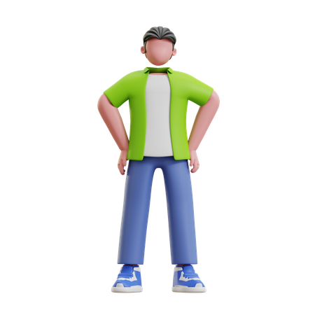 Young man giving standing pose  3D Illustration