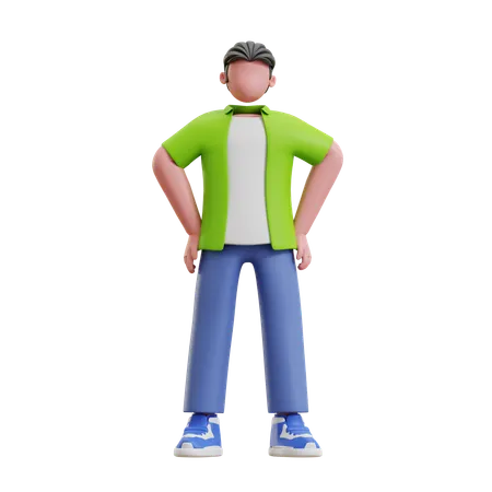 Young man giving standing pose  3D Illustration