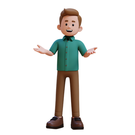 Young Man Giving Talking Pose  3D Illustration