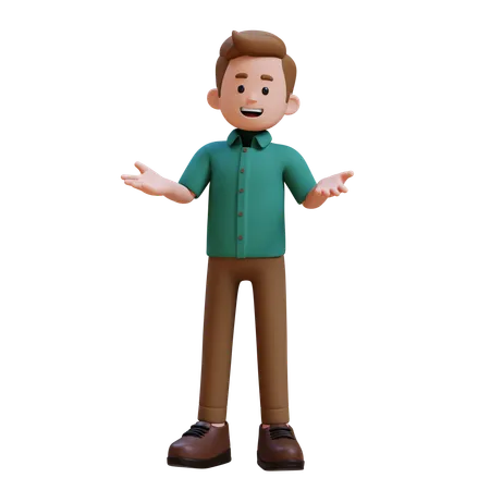 Young Man Giving Talking Pose  3D Illustration