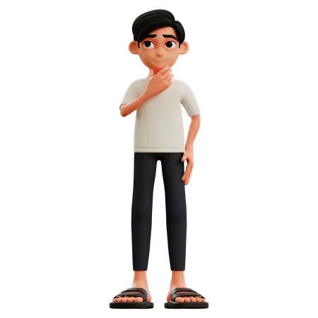 Young Man Giving Thinking Pose  3D Illustration