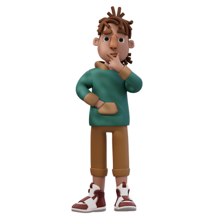 Young Man Giving Thinking Pose  3D Illustration