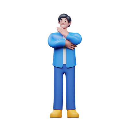 Young Man Giving Thinking Pose  3D Illustration