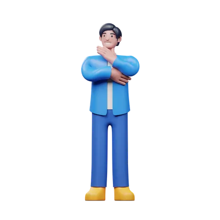 Young Man Giving Thinking Pose  3D Illustration
