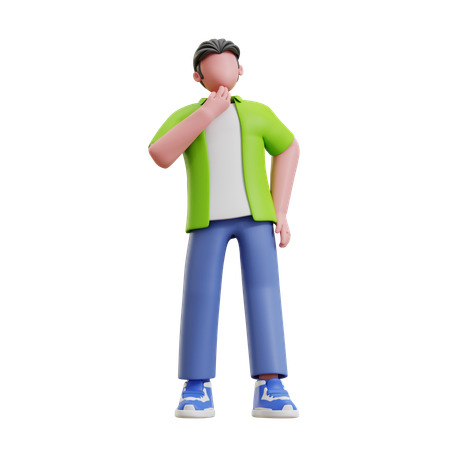 Young man giving thinking pose  3D Illustration