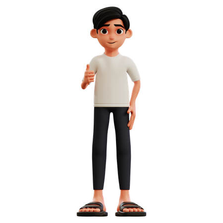 Young Man Giving Thumbs Up  3D Illustration