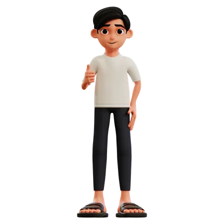 Young Man Giving Thumbs Up  3D Illustration