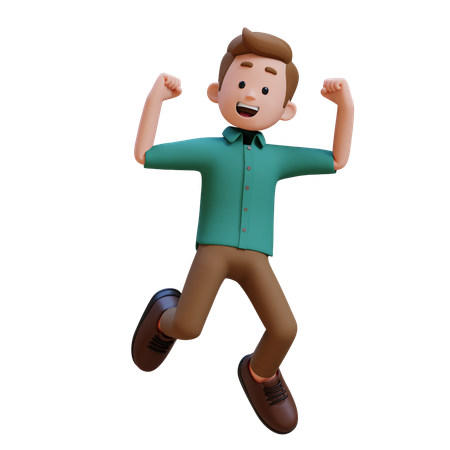 Young Man Happy While Jumping  3D Illustration