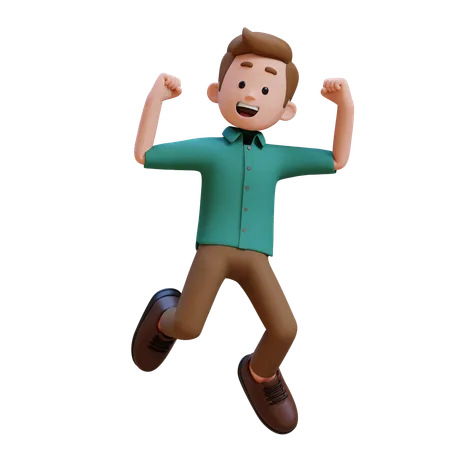 Young Man Happy While Jumping  3D Illustration