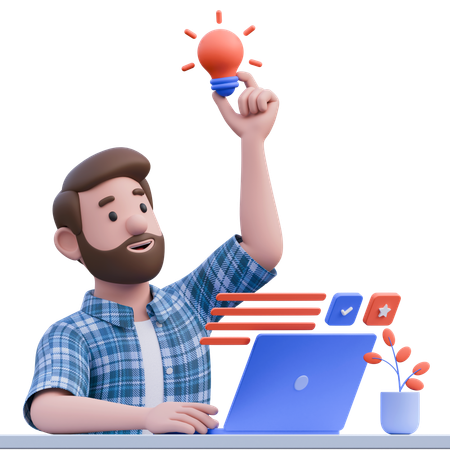 Young Man Having Idea  3D Illustration