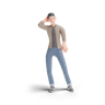 3d for man holding hand on back