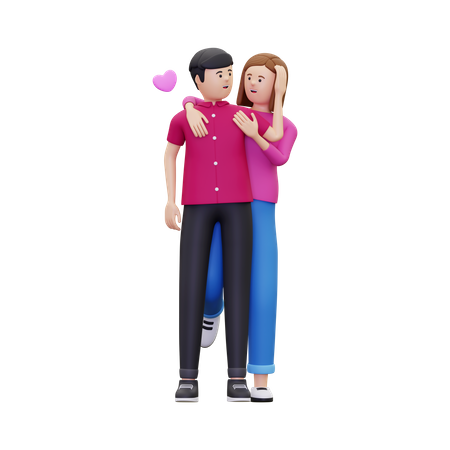 Young Man hugging woman  3D Illustration