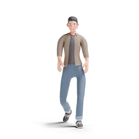 Young man in standing pose 3D Illustration