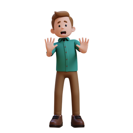 Young Man In Stress And Giving Refused Pose  3D Illustration