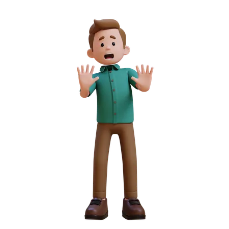 Young Man In Stress And Giving Refused Pose  3D Illustration