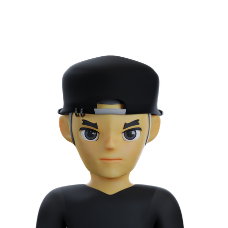 Young man is wearing black hat  3D Icon