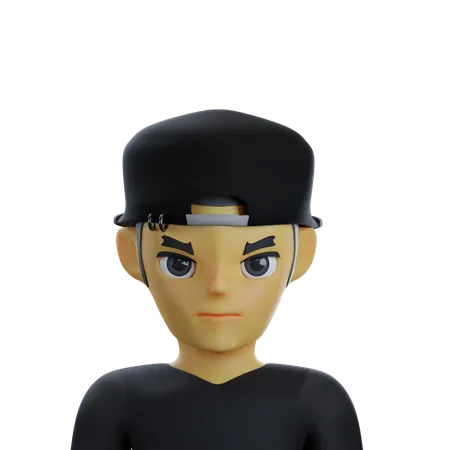 Young Man Wearing Backwards Hat 3 D Avatar 3D Icon