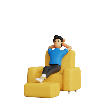 Young Man lying on chair  3D Illustration