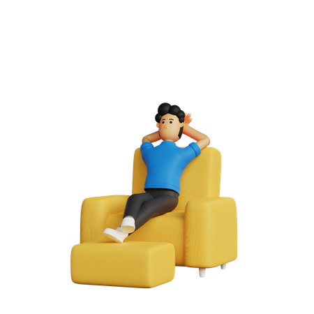 Young Man lying on chair 3D Illustration
