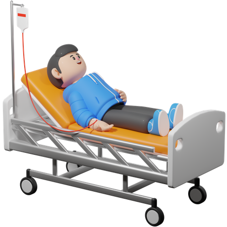 Young Man Lying with Drip  3D Icon