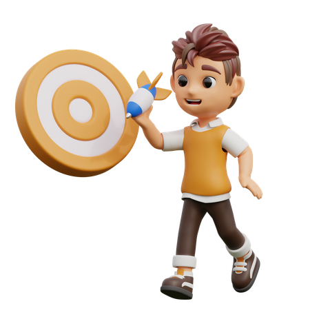 Young Man On Target  3D Illustration