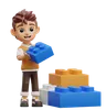 Young Man Playing Lego