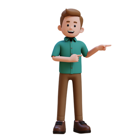 Young Man Pointing Something To Left  3D Illustration