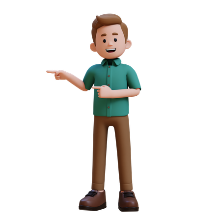 Young Man Pointing Something To Right  3D Illustration