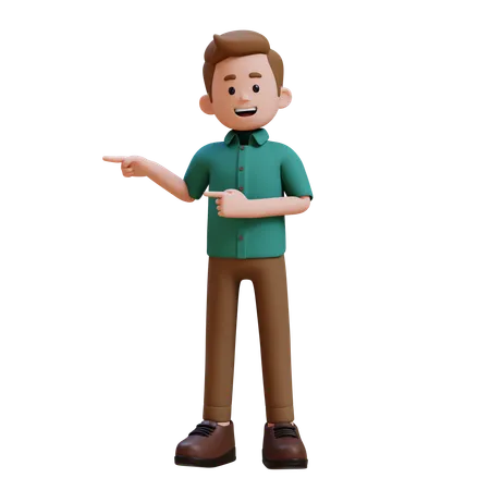 Young Man Pointing Something To Right  3D Illustration