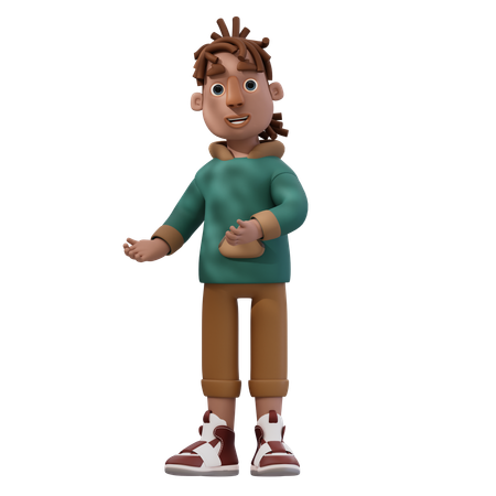 Young Man Pointing To Left  3D Illustration