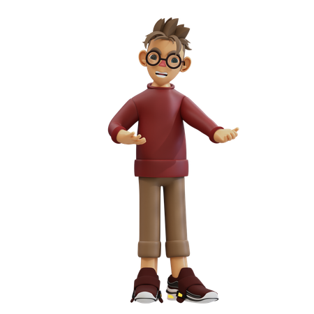 Young Man Pointing To Right  3D Illustration