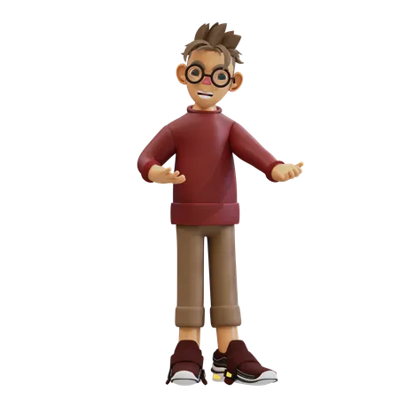 Young Man Pointing To Right  3D Illustration