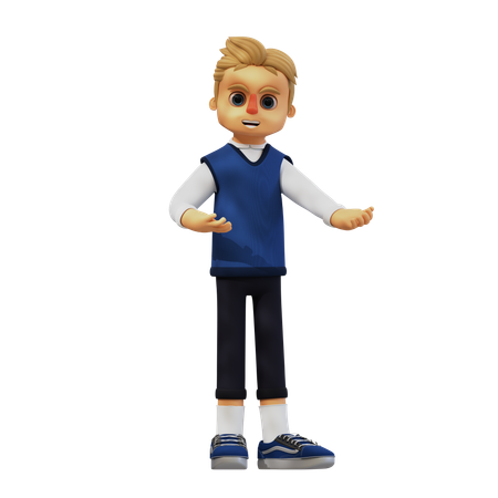 Young Man Pointing To Right  3D Illustration