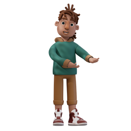 Young Man Pointing To Right  3D Illustration