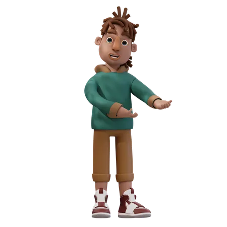 Young Man Pointing To Right  3D Illustration