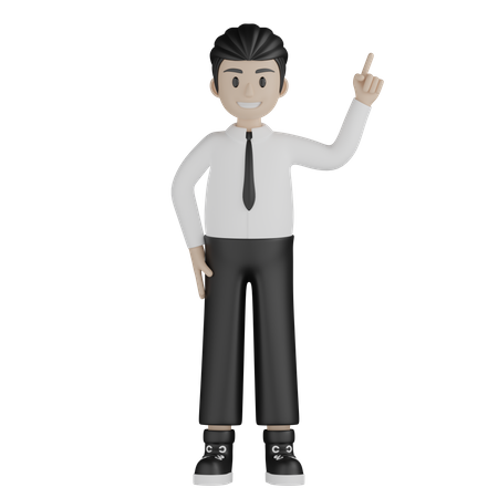 Young man pointing  up  3D Icon