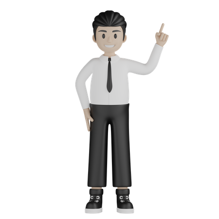 Young man pointing  up  3D Illustration