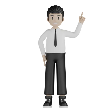 Young man pointing  up  3D Illustration